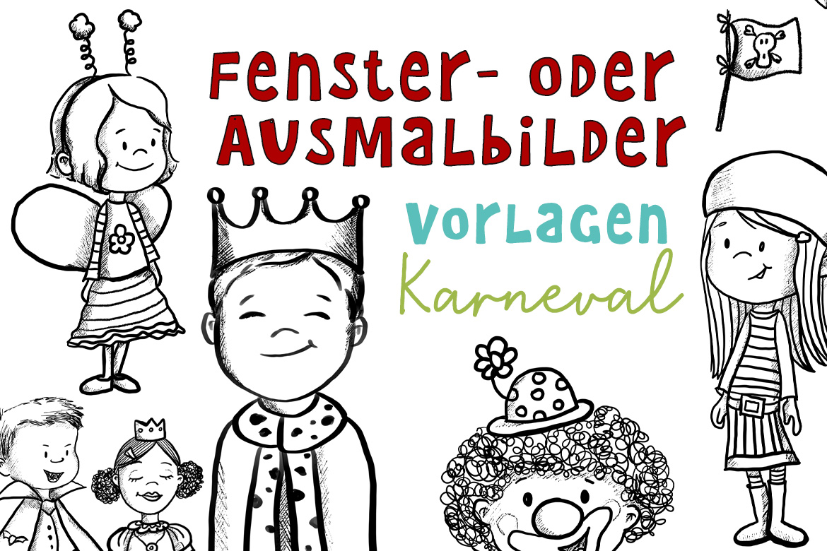 GRATIS Kita Fensterbilder Fasching - Malvorlagen Karneval